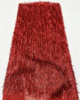 2024 lacci di Tulle africano di lusso ultime perline fatte a mano tessuto di pizzo Tulle nigeriano di alta qualità ricamo di pizzo netto pizzo da sposa