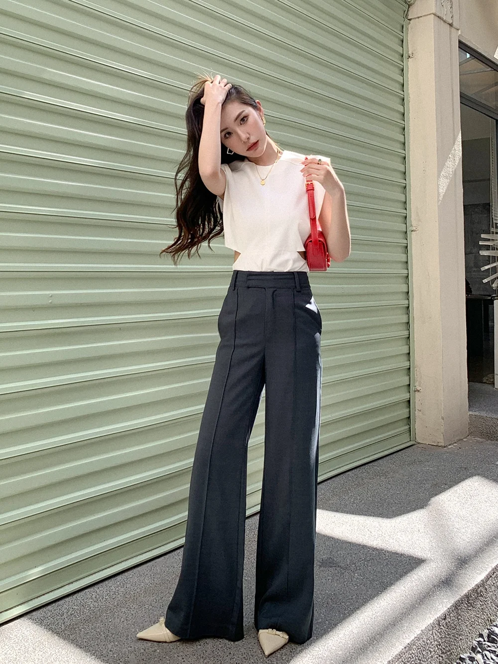 

High Waist Loose Casual Pants Garbociaga Dragon Xi Er Long Legs Weapon Vertical Tube Design Summer 2023 Ladies Wide Leg Trousers