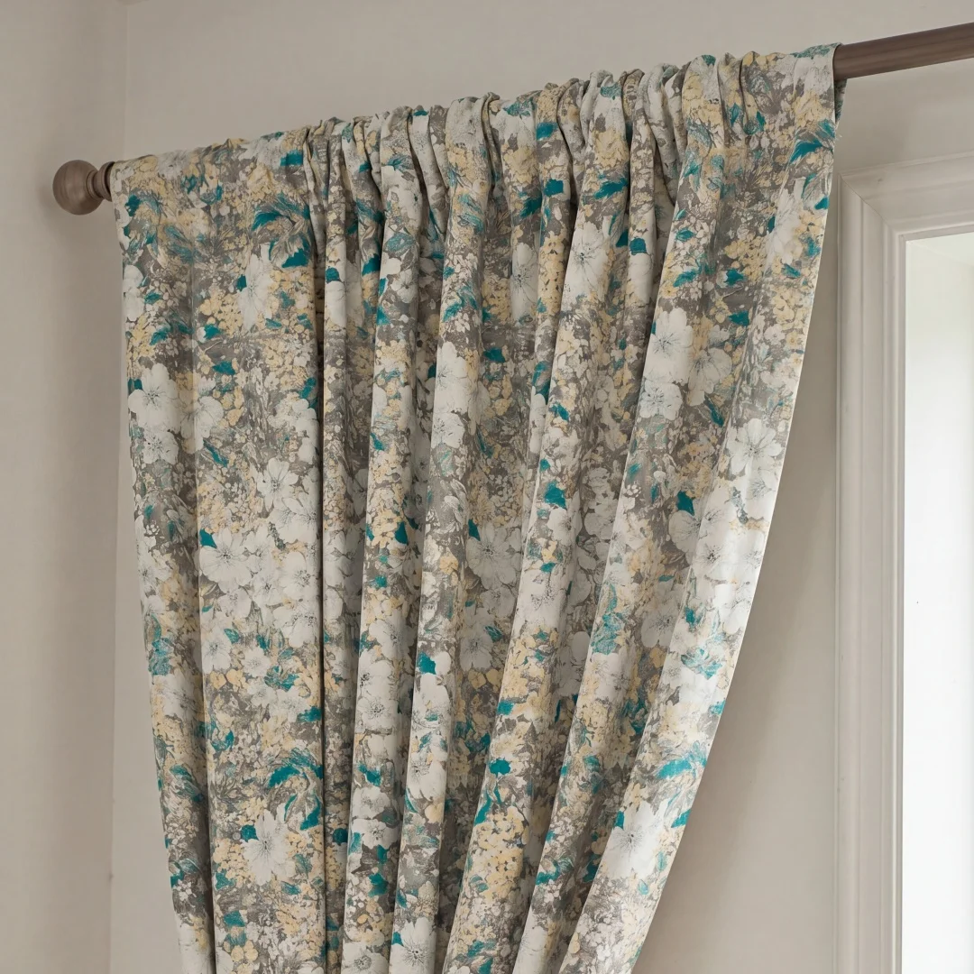 1PC Cream Sketch American Country Cross-Border Curtain, High Privacy Fabric, Living Room Bedroom Bay Window, Elegant Material