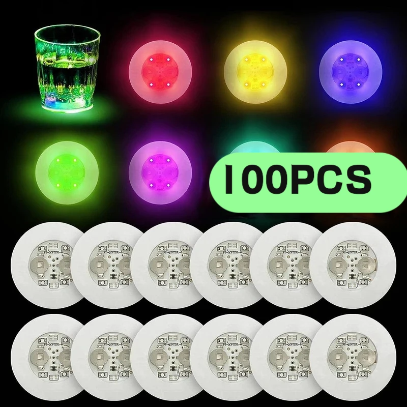LED Luminous Coasters Colorful 3 Modes Bottle Stickers Lights For Cocktail Drink Home Wedding Party Xmas Table Decoration