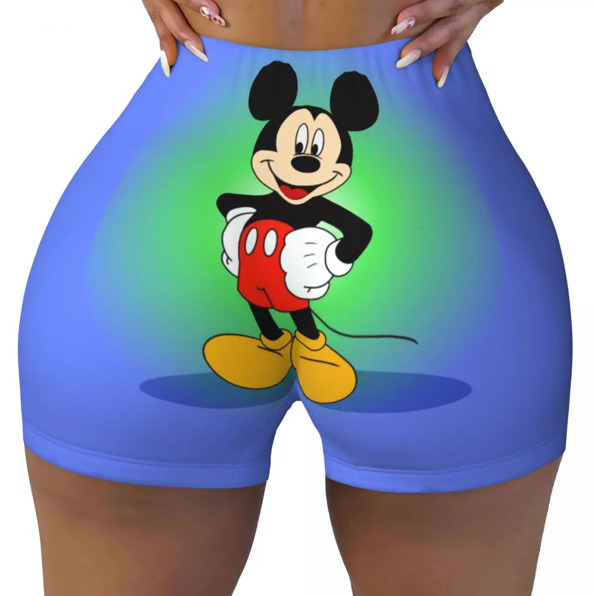 

Custom Mickey Mouse Biker Running Gym Shorts for Women Wallpaper Cartoon Athletic Workout Yoga Shorts