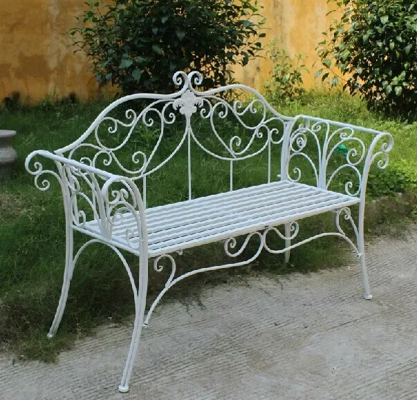 European double garden  wrought iron  outdoor leisure seat park bench strip courtyard park