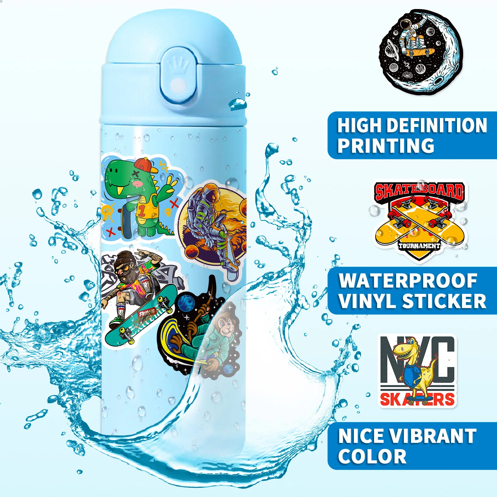 50 PCS Skateboard Sport Stickers DIY For Laptop Guitar Water Bottle Bike Anime Cartoon Graffiti waterproof ticker Toys