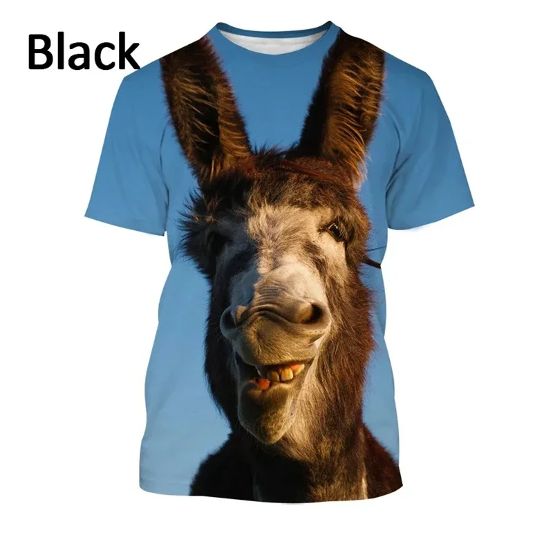 3D Printed Cute Donkey T Shirt For Men Funny Animal Pattern Tees Summer Fashion Round Neck Oversized Tops Short Sleeve T-Shirts