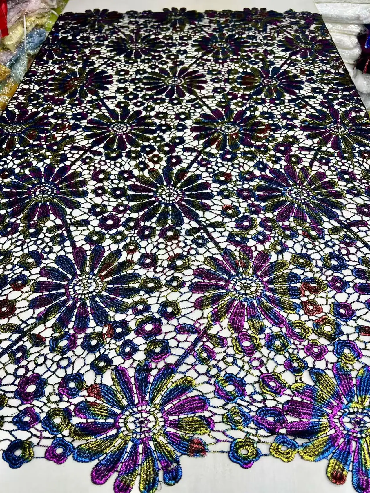 

African Guipure Cord Lace Fabric High Quality 5 Yards Nigerian Water Soluble Lace Fabric For Women Wedding Party Dresses