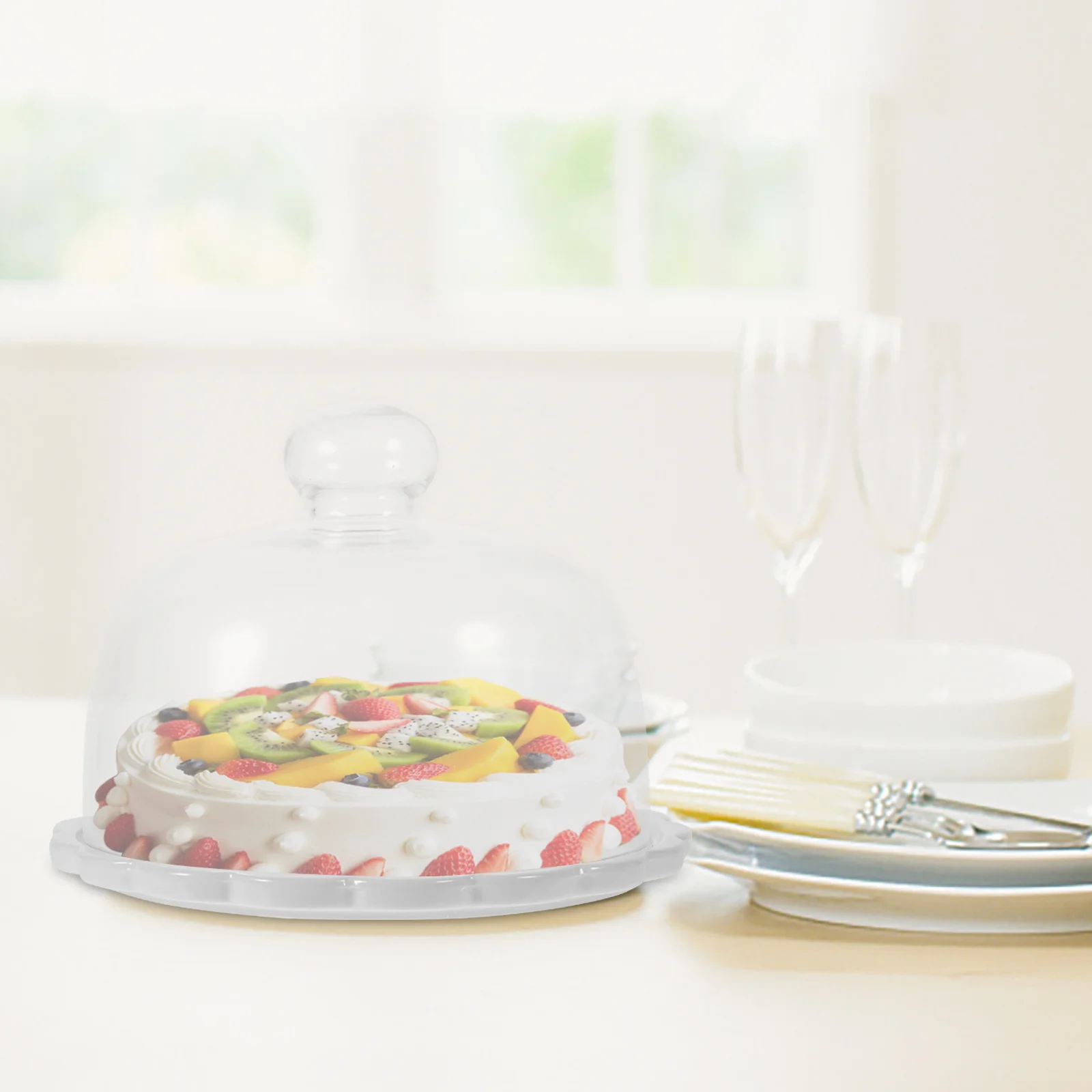 

Food Cover Glass Cake Cover Bread Cupcake Display Plate Transparent Protective Fresh-Keeping Dessert Tray Bpa-Free