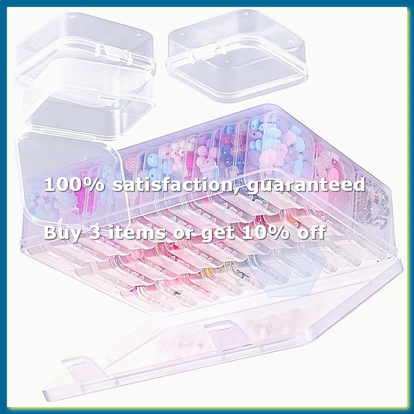 ●Bead Organizer Box, A Large Transparent Box with 30PCS Small Clear Plastic Storage Containers,Portable Craft Storage Box