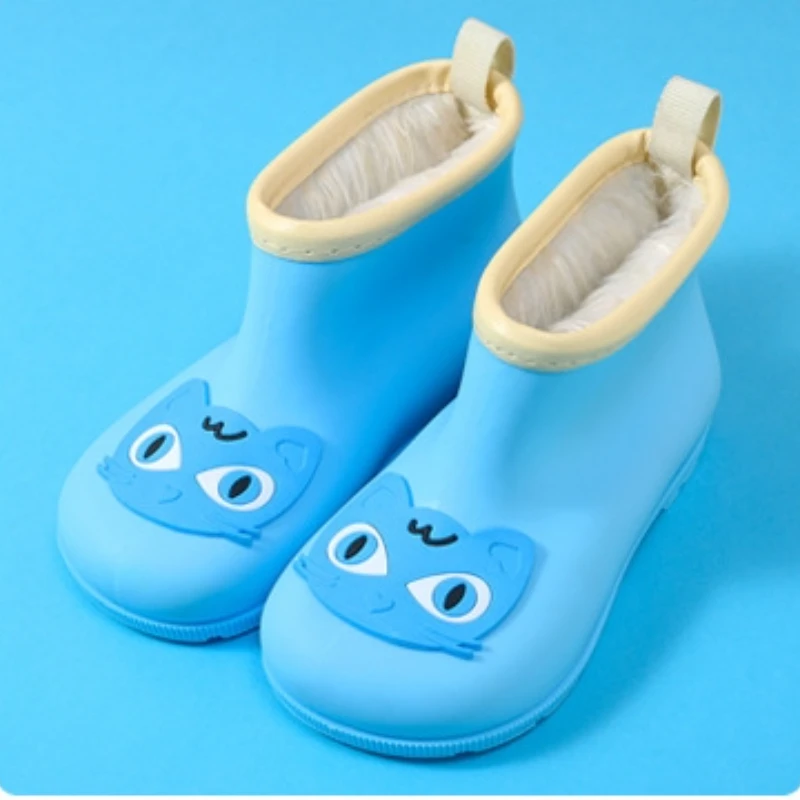 Botas De Lluvia Plush Rubber Boot for Children Winter Warm Boy Rain Shoe Anti Slip Girl Rain Boot Infant Kid RainGallop Kid Shoe