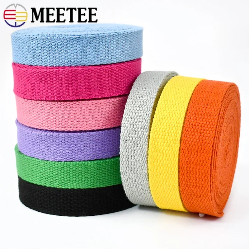 4Meter Meetee 20-50mm Cotton Webbing for Crochet Bags Decorative Ribbons Band Bias Handbag Strap Tape Garment Sewing Accessories