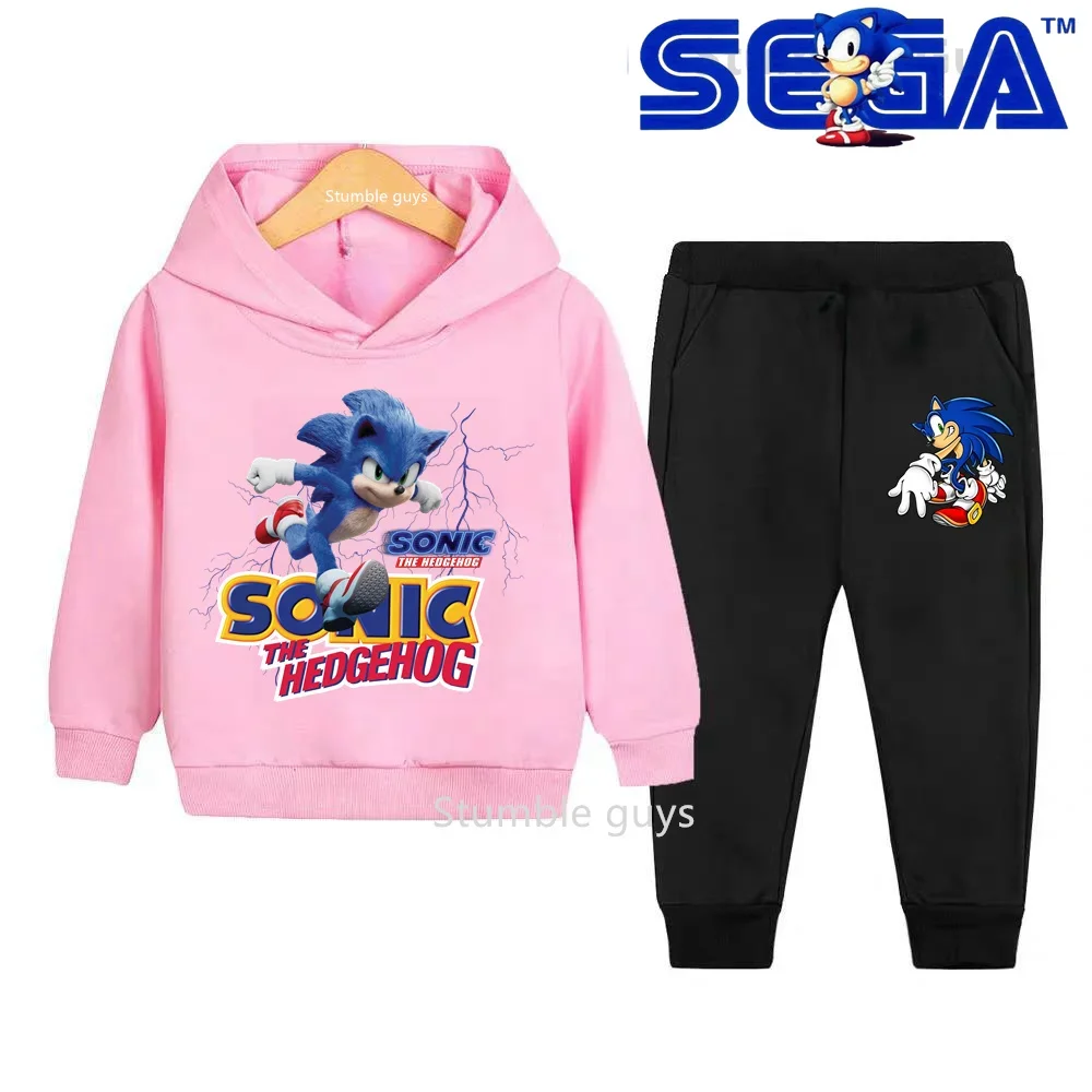 Kids Sonic Hoodie Set Autumn Winter Boys Clothes Girls Warm Casual Sweatshirt Trucksuit Street Cool Tee​