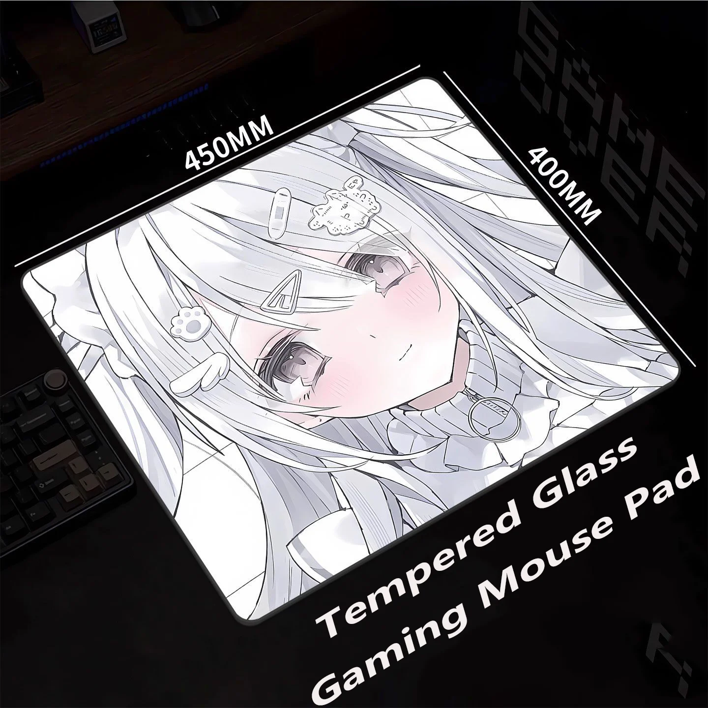 Cartoon Angel Girl Esports Photovoltaic Glass Mouse Pad Tempered Upgrade Smooth FPS Game & Office Specific Pc Laptop Desk Mat
