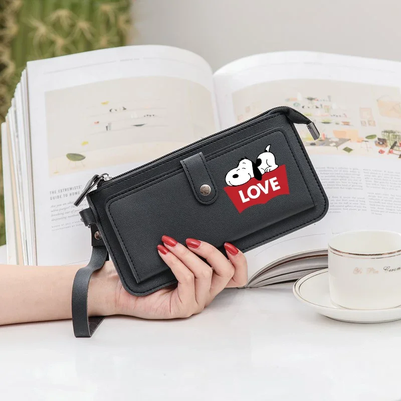 Kawaii Snoopys Wallet for Women's PU Leather Coin Purse Woman High-capacity Wallets Girls Bags Fashion Accessories Xmas Gift