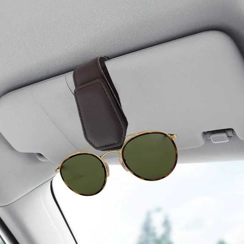 Universal Car Auto Sun Visor Eyeglass Hanger Clip Leather Glasses Holder Magnetic Multi-Function Automobile Accessories Storage