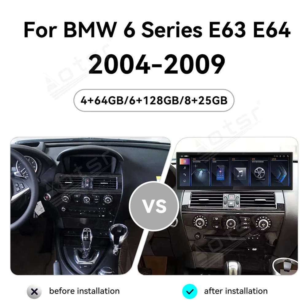 

14,9-дюймовый Android 14 Carplay для BMW 6 серии E63 E64 2004-2009, мультимедийный плеер с сенсорным экраном, GPS-навига, радиоэкран, головное устройство