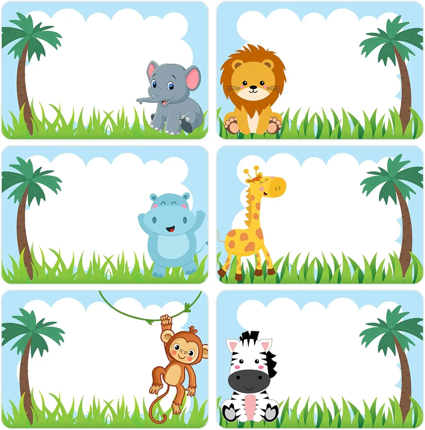

180 PCS Animal Name Tags Stickers, Cute Jungle Labels for Classroom Kids, Self Adhesive, 2x3 inch