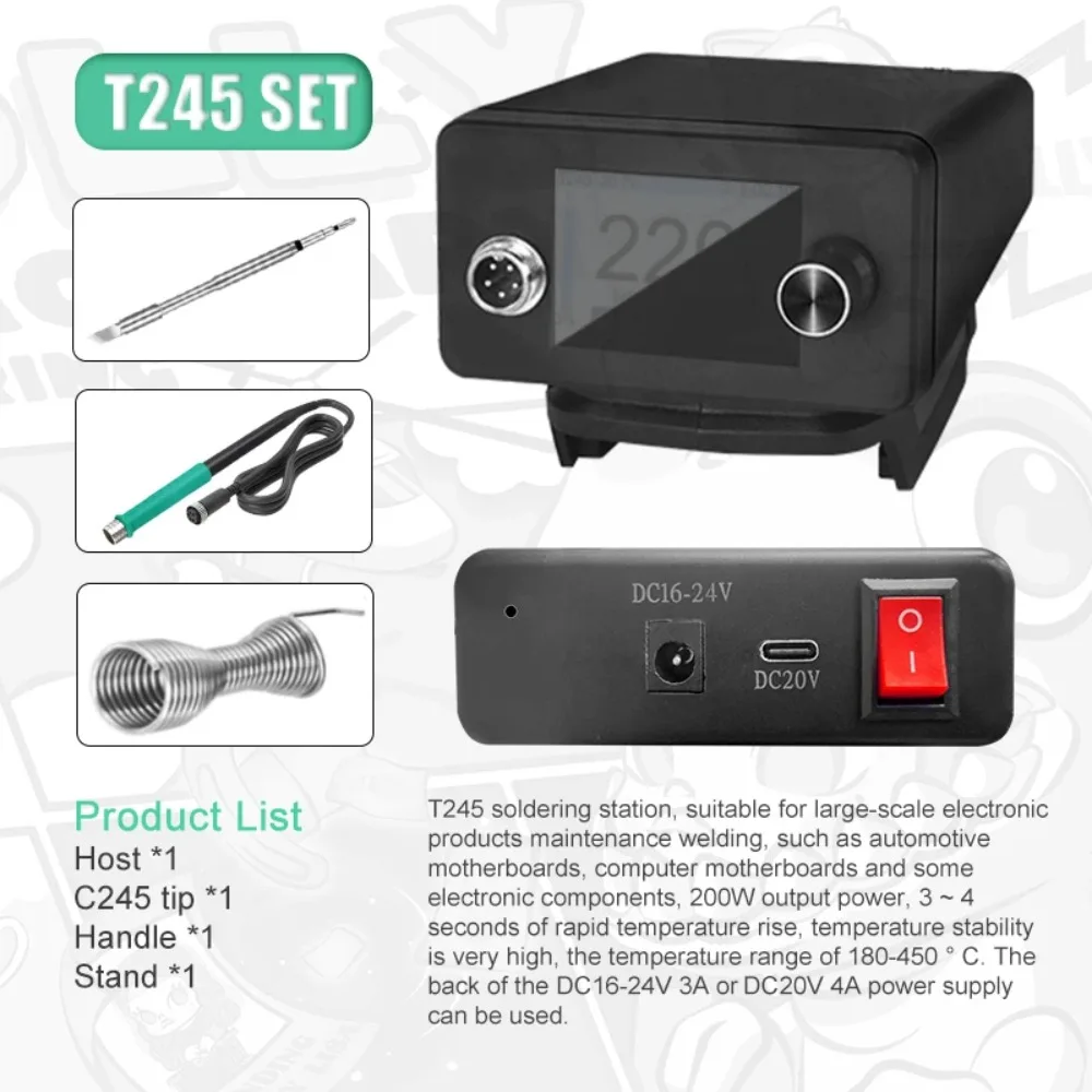 4-in-1 H4 Battery Soldering Station w/ Auto Sleep & Energy Saving, Compatible w/ T12/C210/C245/C155 Tips for Makita Tools