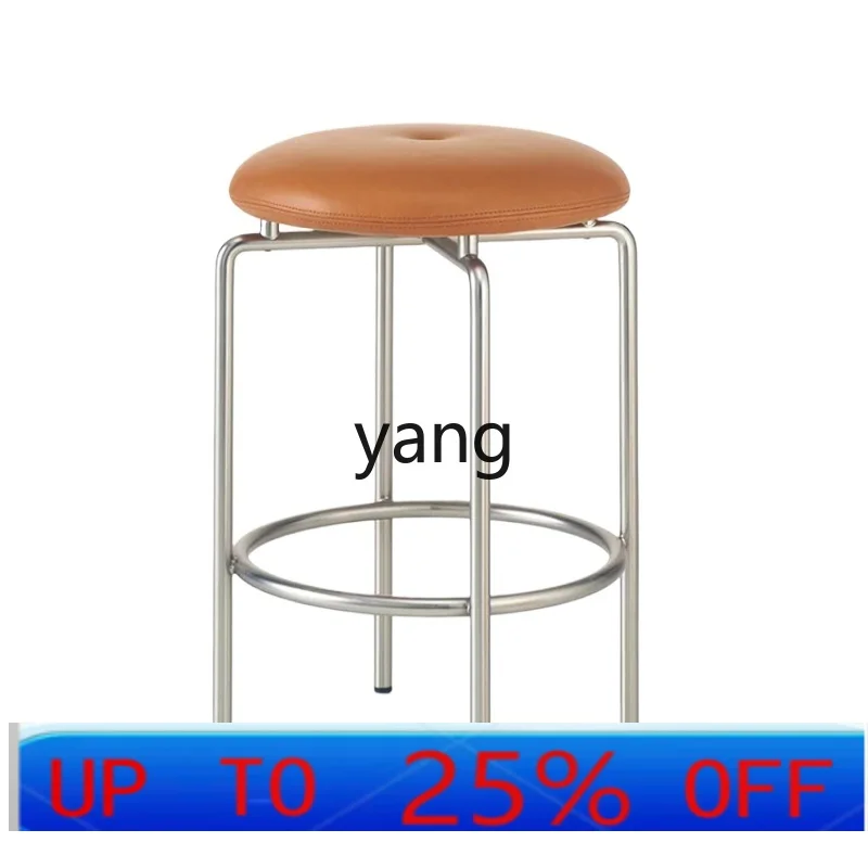 lmm Modern Simple round Bar Stool Stainless Steel Hotel Design Stool