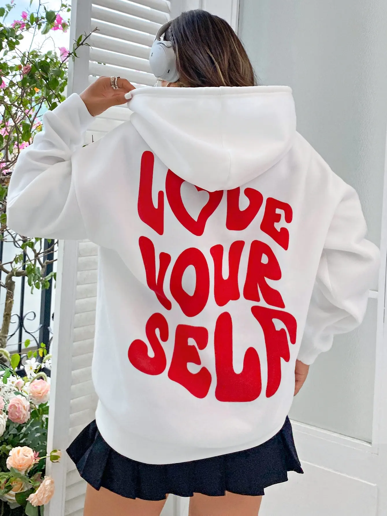 Love Yourself Cotton Printed  Hoodies Casual Oversized Pullovers Trend Comfortable Tracksuit Daily Harajuku Women Sweatshirt