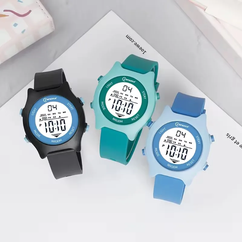 

Детские спортивные часы OHSEN, 30 м, водонепроницаемые розовые силиконовые электронные наручные часы, секундомер, детские цифровые часы для мальчиков и девочек