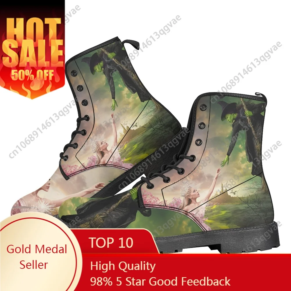 

WICKED He Musical Elphaba Witch Boots Mens Womens Teenager Shoes Casual Boot Outdoor High Quality Couple Customize Made Shoe