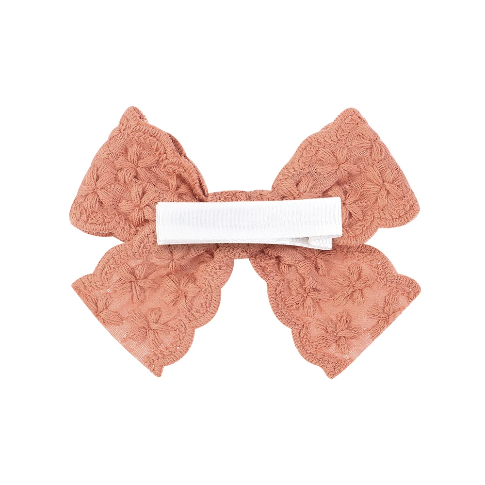 1 stücke Stickerei Bowknot sichere Haars pangen für Mädchen Boutique Bögen Haarnadeln niedlichen Haars pangen Kopf bedeckung Kinder Baby Haarschmuck