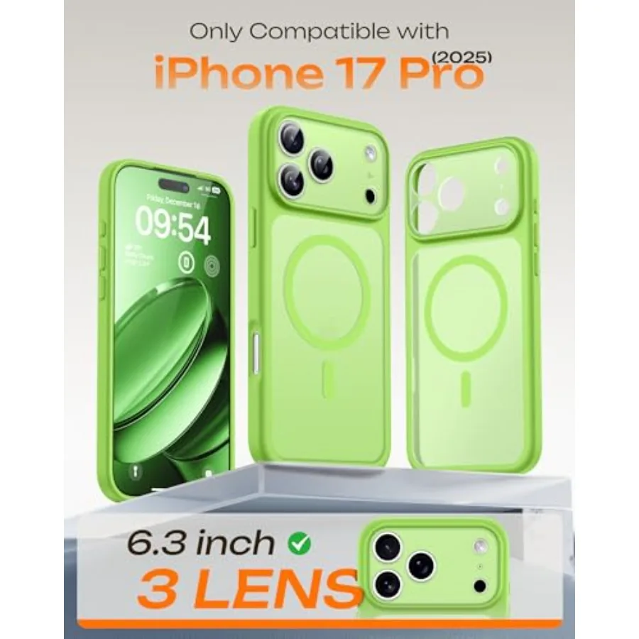 حافظة هاتف شفافة غير لامعة مقاس 17 برو 6.3 بوصة مع حماية كاملة للكاميرا وحلقة مغناطيسية مدمجة متوافقة مع Magsafe #2