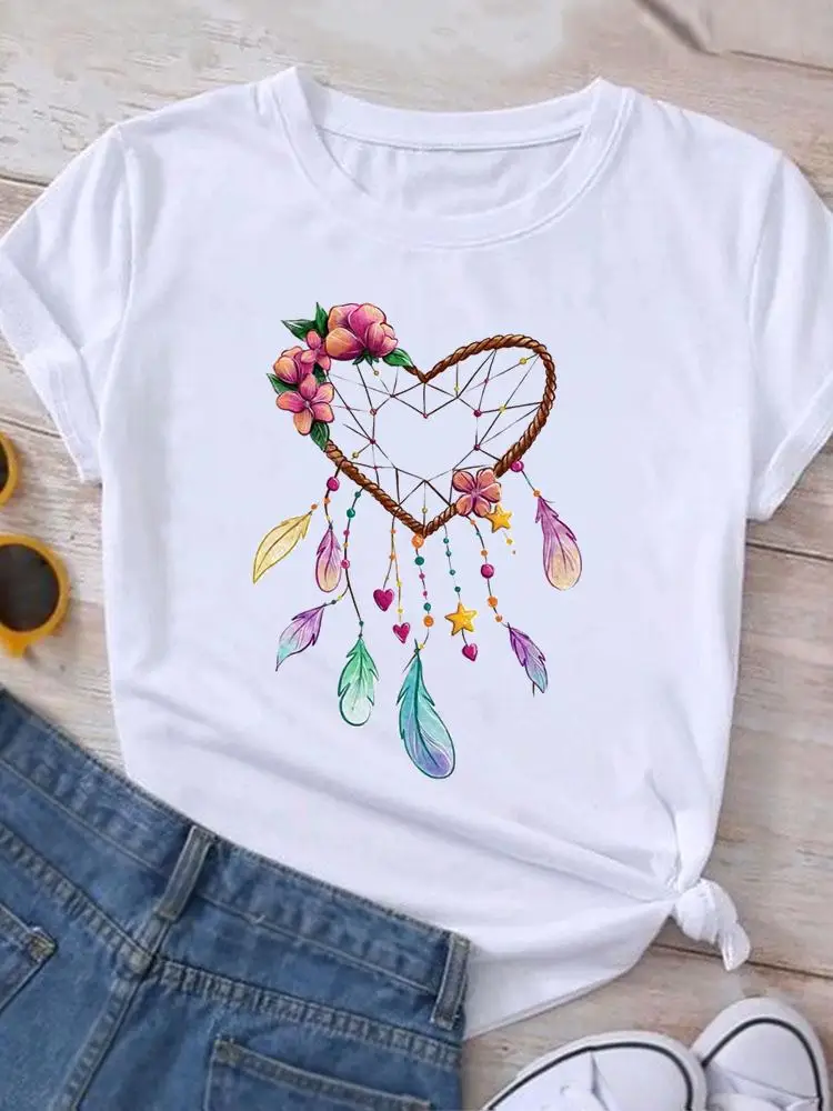 Print Fashion Casual Watercolor New 90s Lovely Clothing Summer Graphic T Shirt Short Sleeve Women Clothes Tee T-shirt Female Top