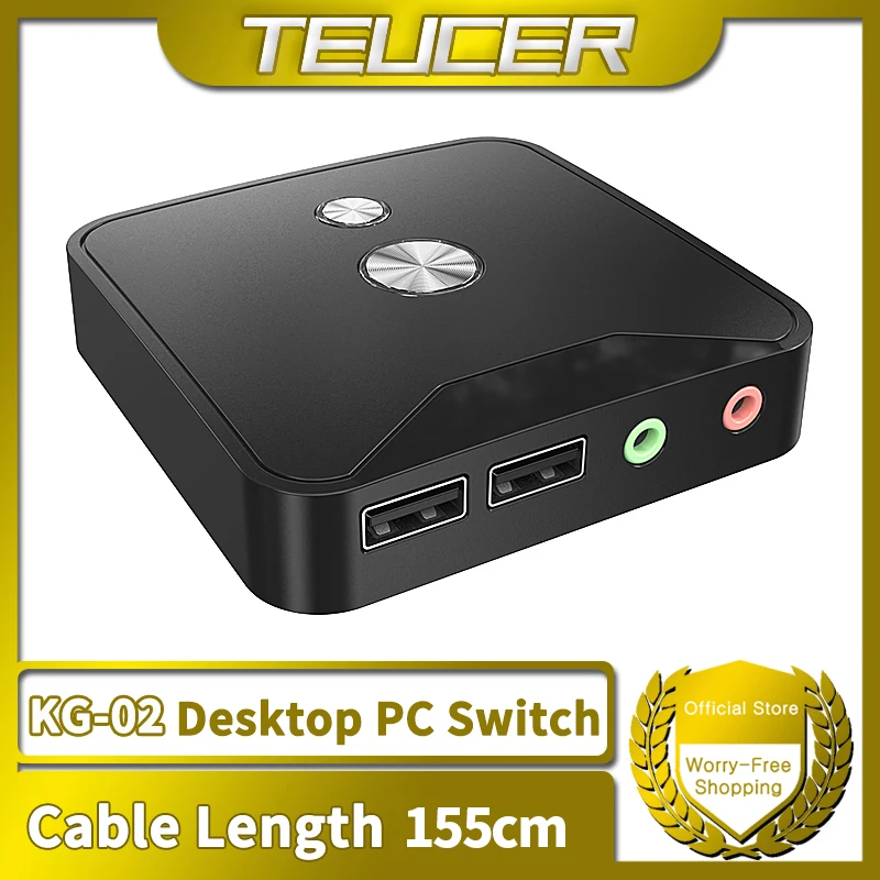 TEUCER KG-02 Desktop Computer Switch 155cm PC Motherboard On/Off Button Extension Cable for Home Office Internet Cafe