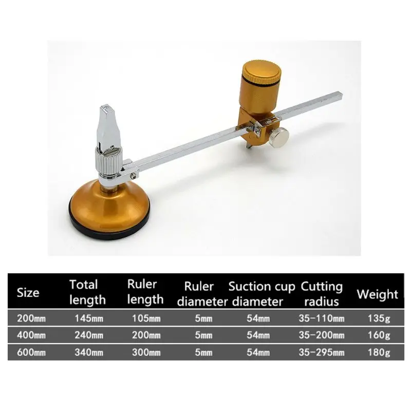 Удобный компас для резки стекла, высокоточный круглый стеклорез, компас для резки с присоской, инструмент для промышленности