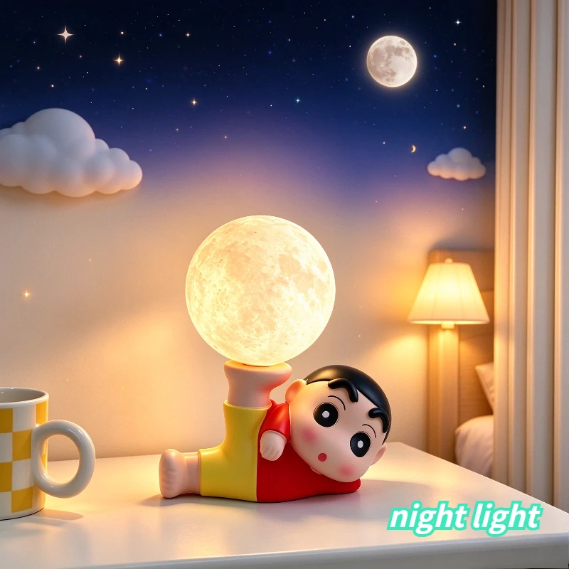 Crayon Shin-chan cartoon cute table lamp student bedroom atmosphere moon lamp desktop decoration anime peripheral gift wholesale