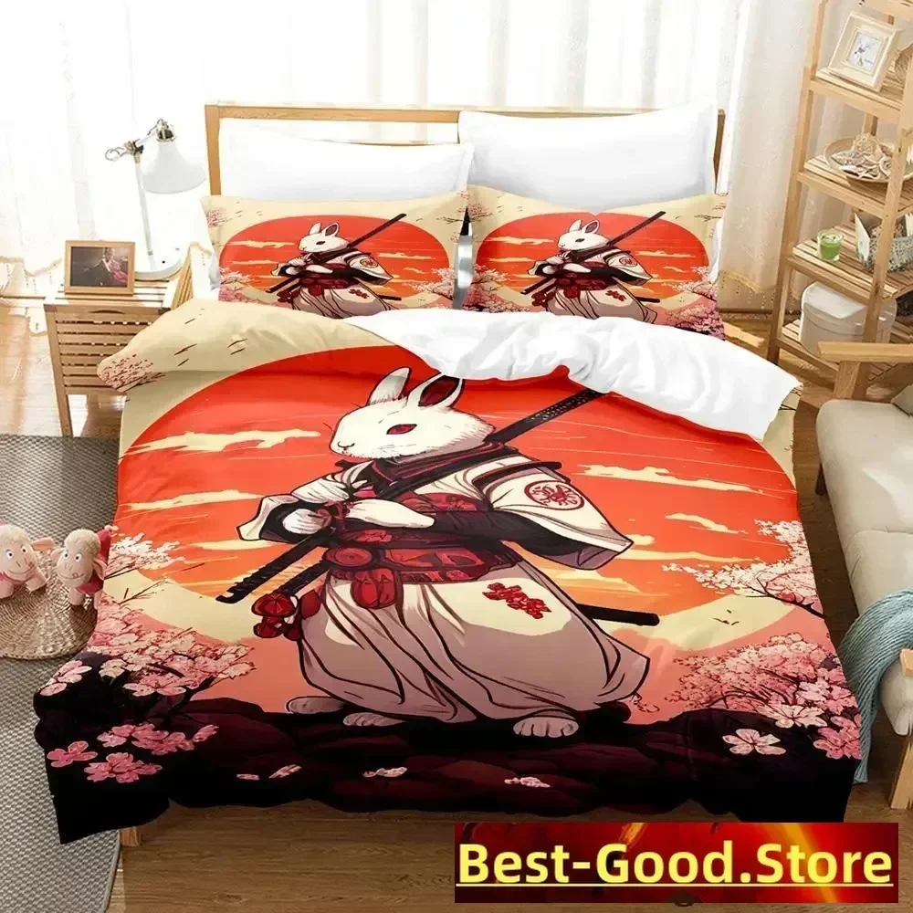 

Samurai Rabbit Bedding Set Single Twin Full Queen King Size Bed Set Adult Kid Bedroom Duvetcover Sets Anime parure de lit Bed