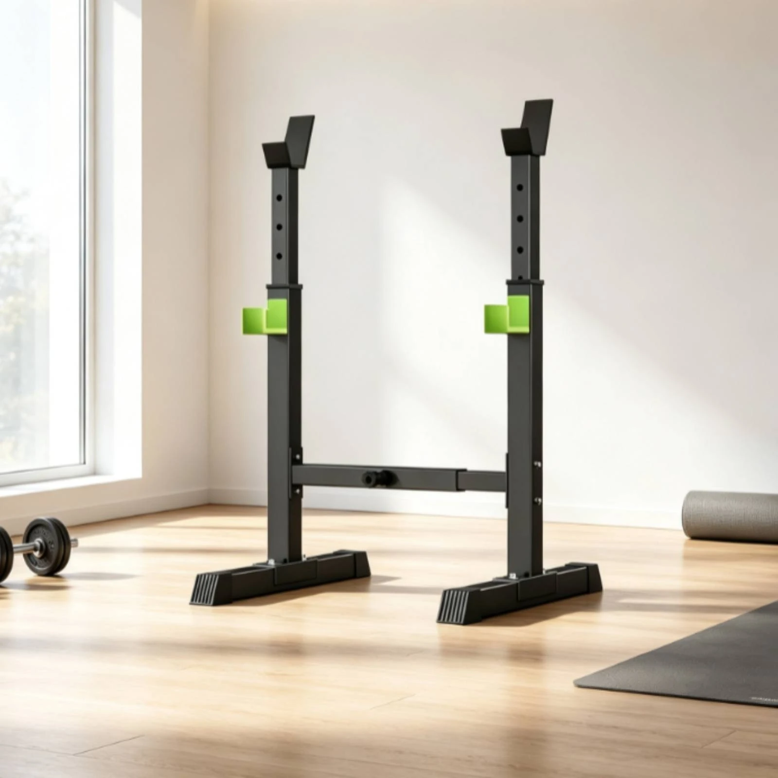 Squat Rack Heavy Duty Squat Stand Support d’haltères Robuste Cage De Musculation Résistant for Weightlifters, Home Gym