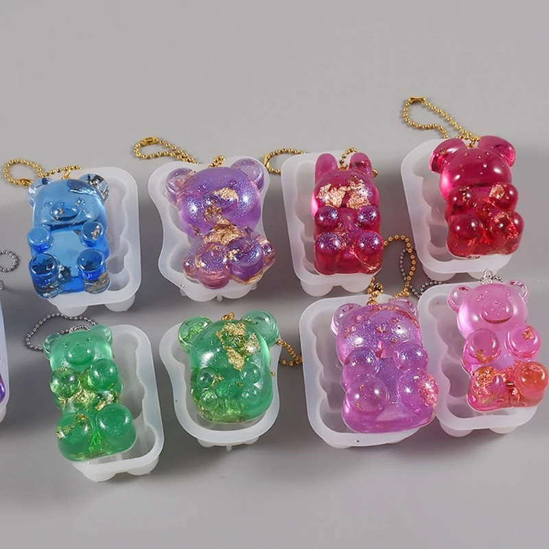 DIY Semi Three-Dimensional Bear Silicone Mold Epoxy Resin Molds Keychain Pendant