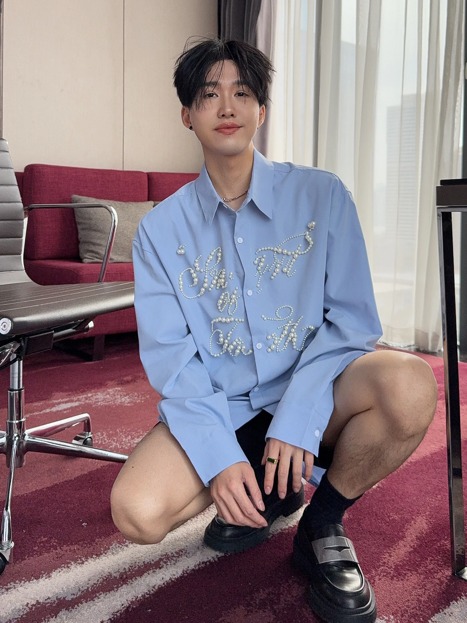 

Американский свободный длинный свитер с жемчужным декором, повседневный, модный, для студентов, весенний, из полиэстера...