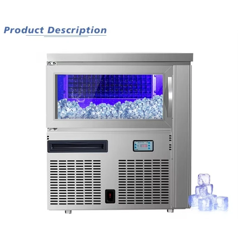 

ICM-120P Wholesale Commercial Automatic 65kg Ice Making Machine High End Blue Light Ice Maker Factory Low Price for Hotel / Cafe