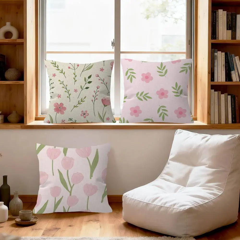 Home Decor Floral Pattern   Decorative Pillowcase Square Pillowcase Home Office Decorative Cushion Cover