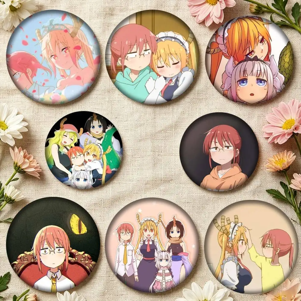 D-Dragon Maid Kobayashi Miss  25mm 32mm 44mm 58mm 75mm Brooches Badges Pins for Accessories Gift