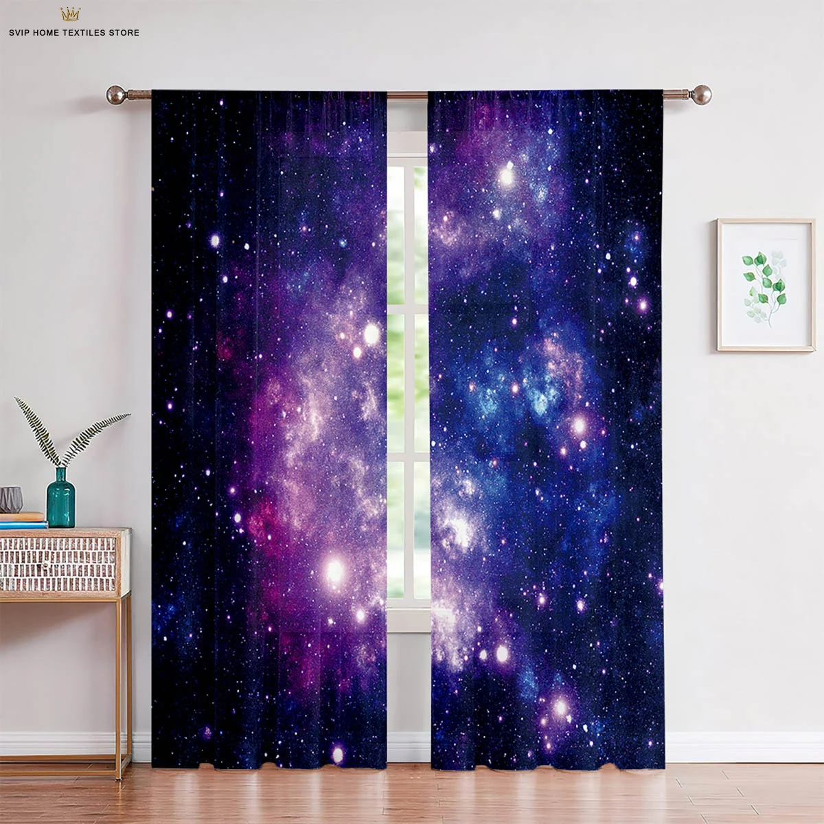 

Dreamy Starry Sky Scenery 3D Printed Polyester Fiber Curtains, Custom Curtains, Suitable for Bedroom,Living Room Decoration