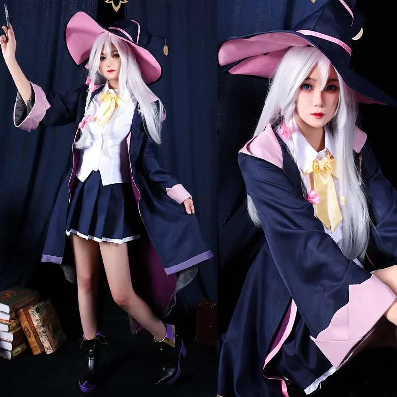 Anime die Reise von Elaina die wandernde Hexe Cosplay Kostüm Hut Perücke Outfit Majo kein Tabitabi schöne Frauen Party kleid