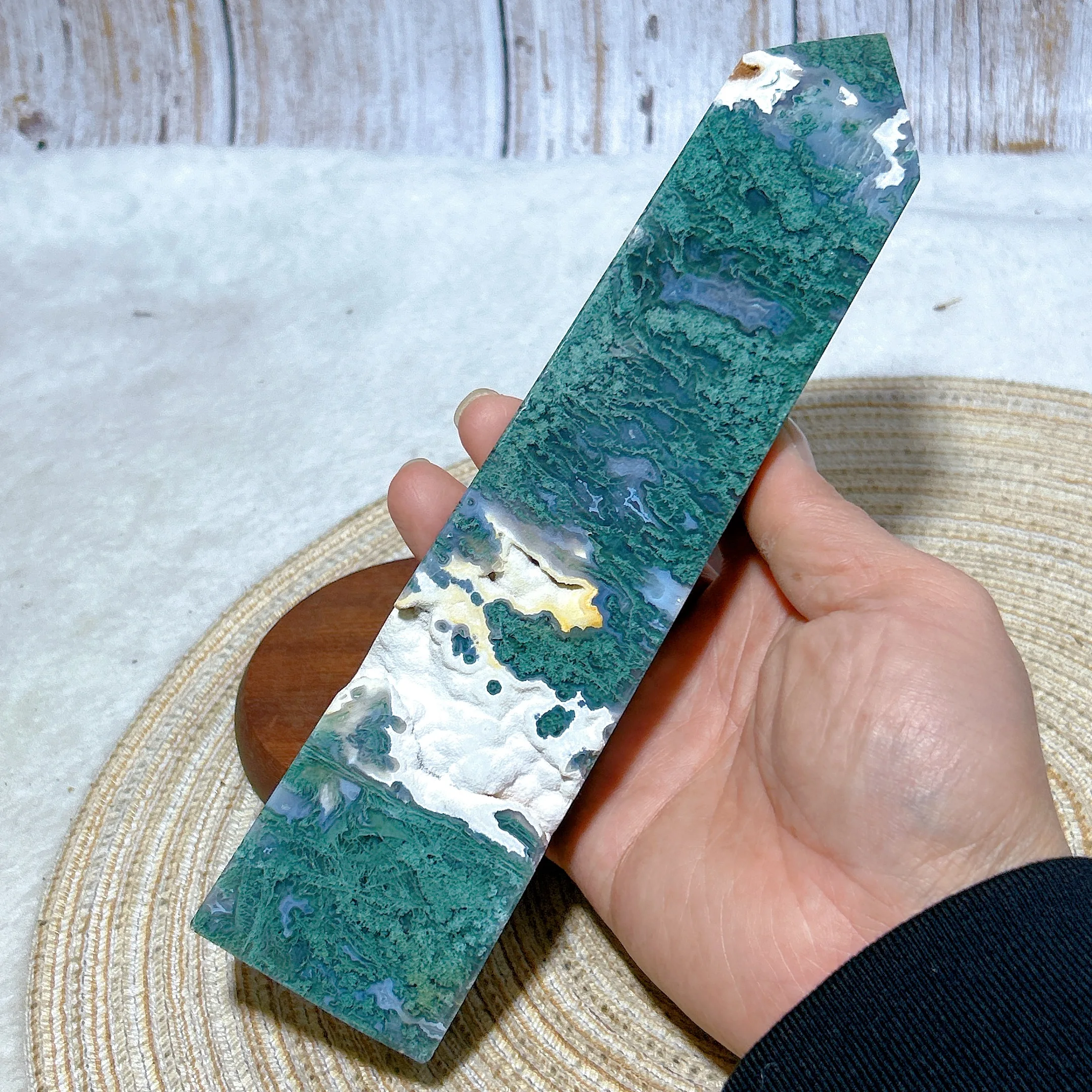 Healing Natural Crystal Moss Agate Big Tower Point High Quality Gemstones Mineral Energy Stone Reiki Home Decorations Gift
