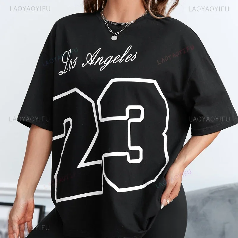 Los Angeles 23 Print Loose Summer Tee Shirt Comfortable Individual Casual Aesthetic Fashion Casual Hipster Style Harajuku Tops