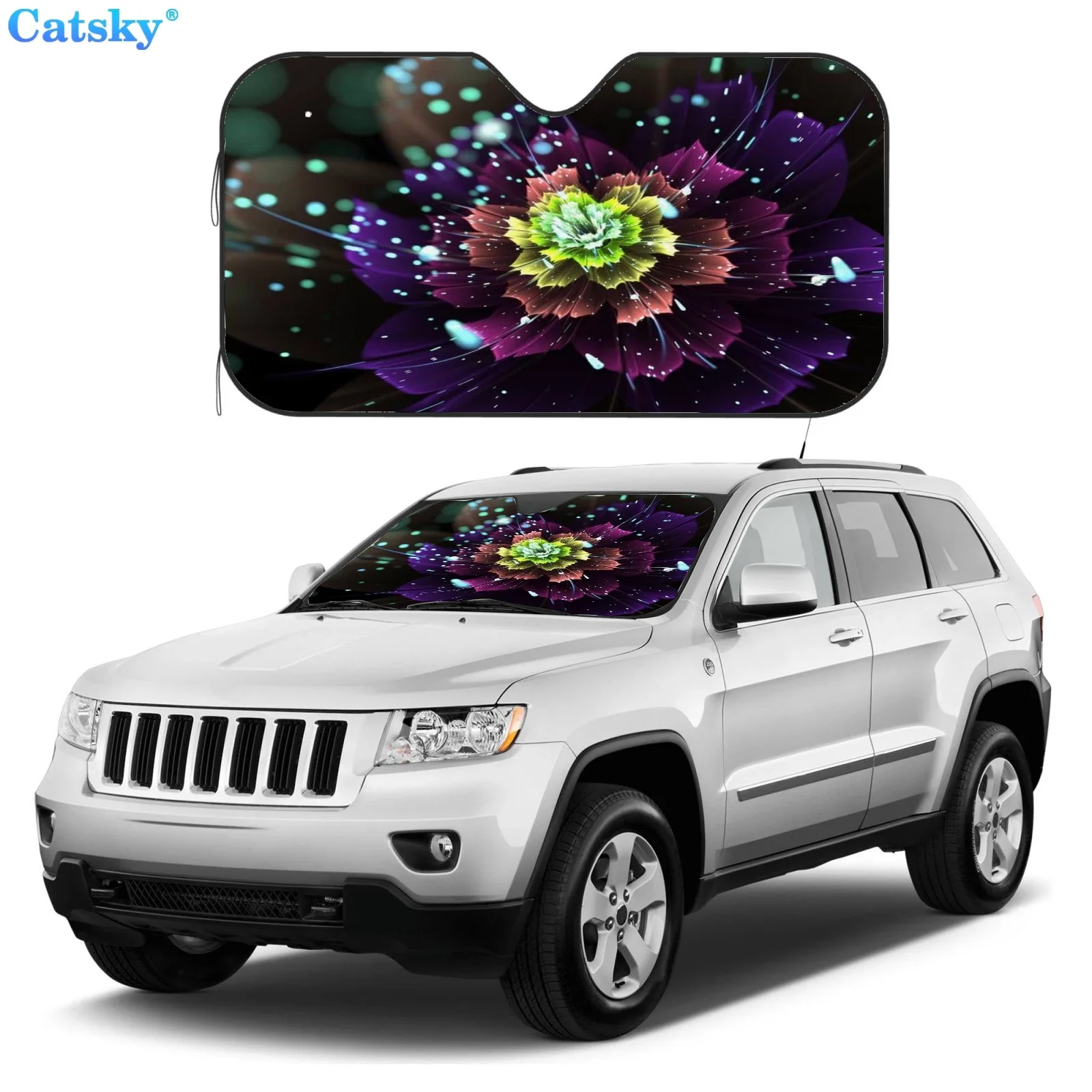 Flower art car awning UV protection car sun visor accessories printing pattern decoration gift awning customization