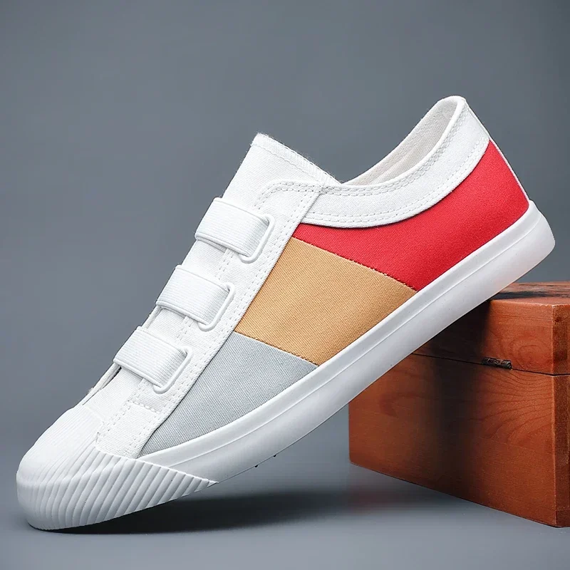 

Men's Canvas Shoes Breathable Lightweight Trendy Color Matching Low-Top Casual Walking Cycling Sneakers for Men Plug Size 46