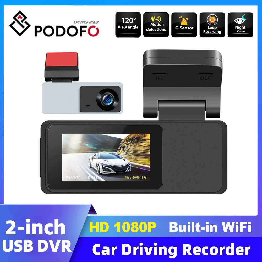 

Podofo ultra-high Car Driving Recorder ADAS USB car DVR 1080p Dash Cam Wifi Wireless Transmission Power for Car Stereo Radio
