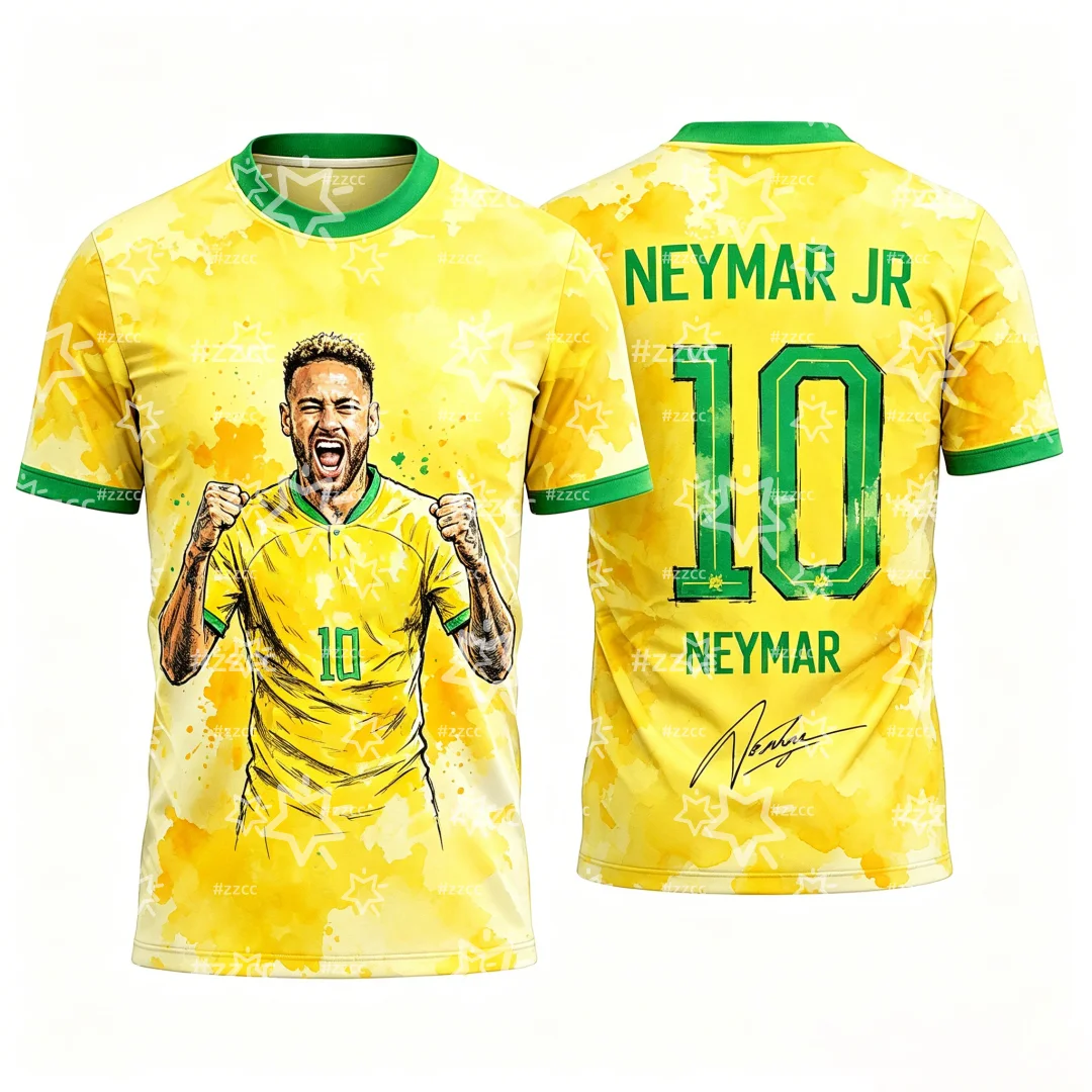 2026 Neymar Jr. Brazil Team Football Jersey Match & Training Kit Summer Sports Men's T-Shirt Children's Clothing Tee Y2k Woman