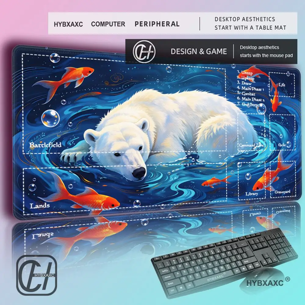 

HYBXAXC Nordic & Fantasy Polar Bear Gaming Mouse Pad Underwater Fish Print Non-slip Waterproof XXL Desk Mat for PC Gamer