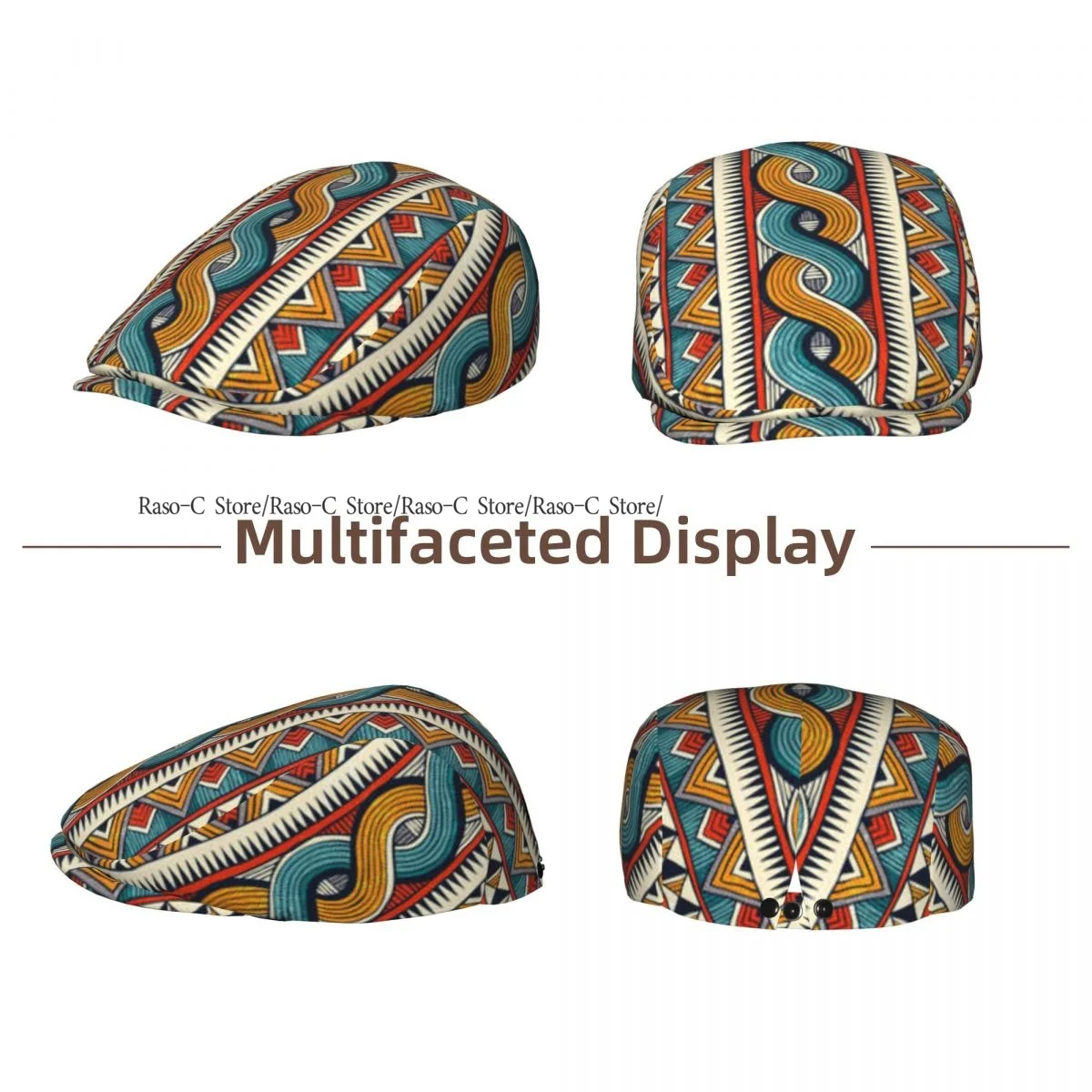 Spring Summer Adult Flat Cap Abstract Geometric Unisex Newsboy Ivy Cap Light Thin Forward Beret Outdoor Hat