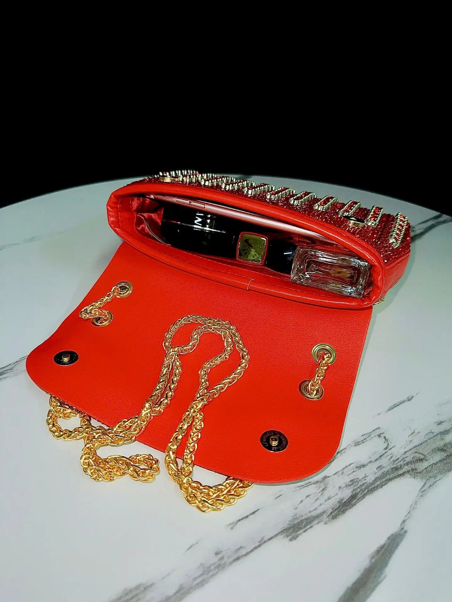 Evening Dress Rhinestone Clutch Bag with Diamond Chain, Cheongsam Bag, Crossbody Evening Bag, Women's Handbag, Evening Bag image 4