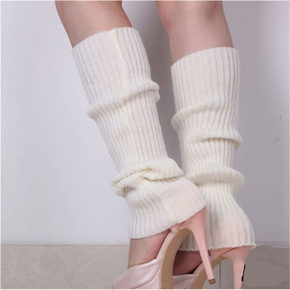 Adult Unisex Foot Cover Sock Knitted Leg Warmers  Winter Solid Candy Color Y2K Leggings Lolita JK Warm Vertical Stripes Stocking