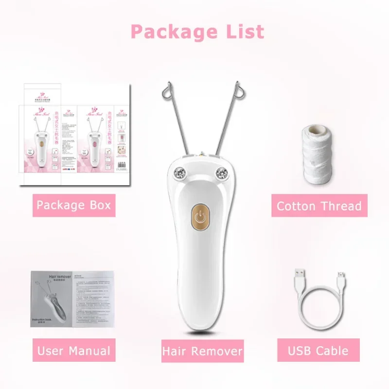 New Facial Electric Hair Remover Women Beauty Epilator Body Hair Removal Defeatherer Cotton Thread Depilator for All Body Parts